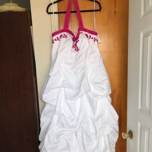 Halter strap formal floor length gown